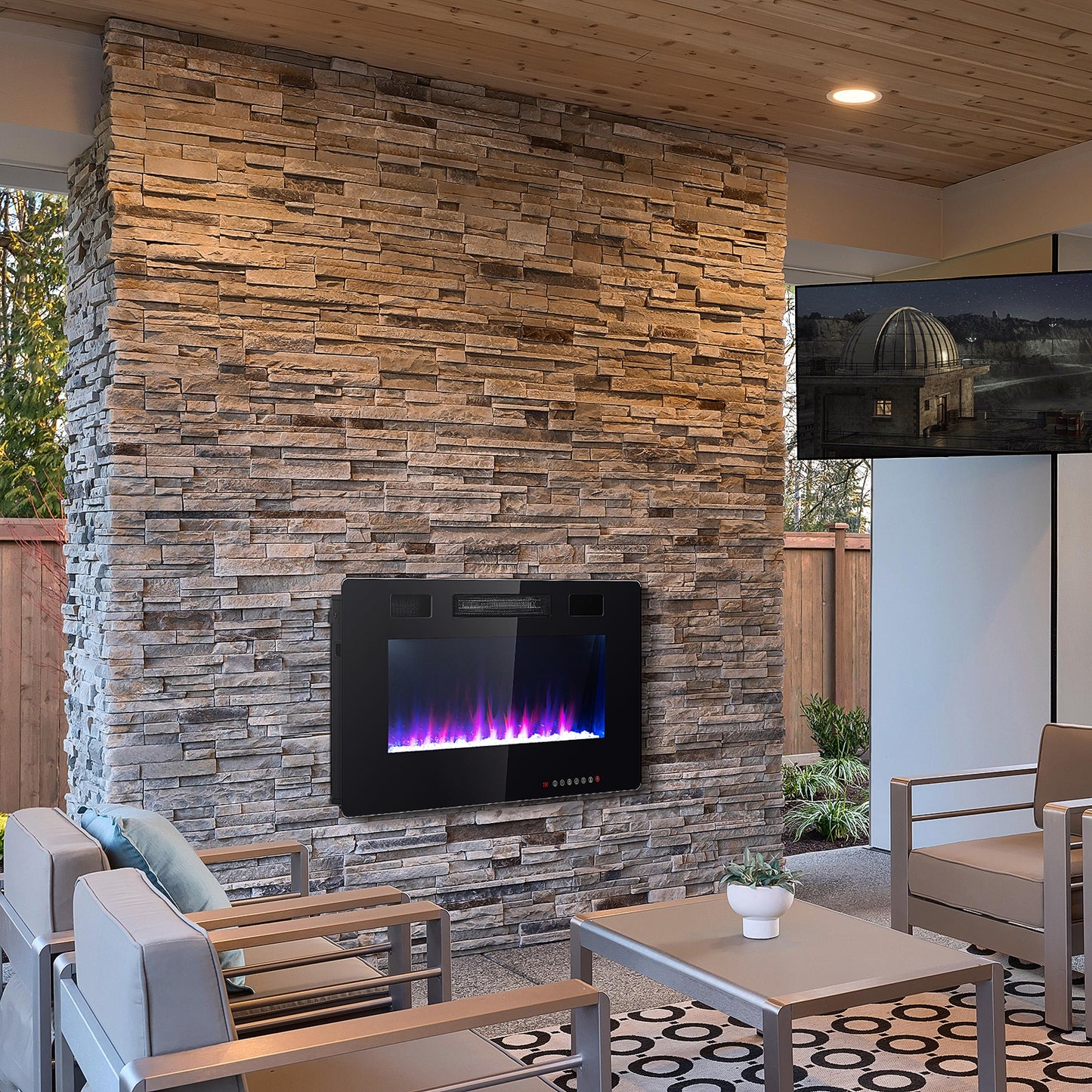 36 Inch Ultra Thin Wall Mounted Electric Fireplace, Black Fireplaces at Gallery Canada