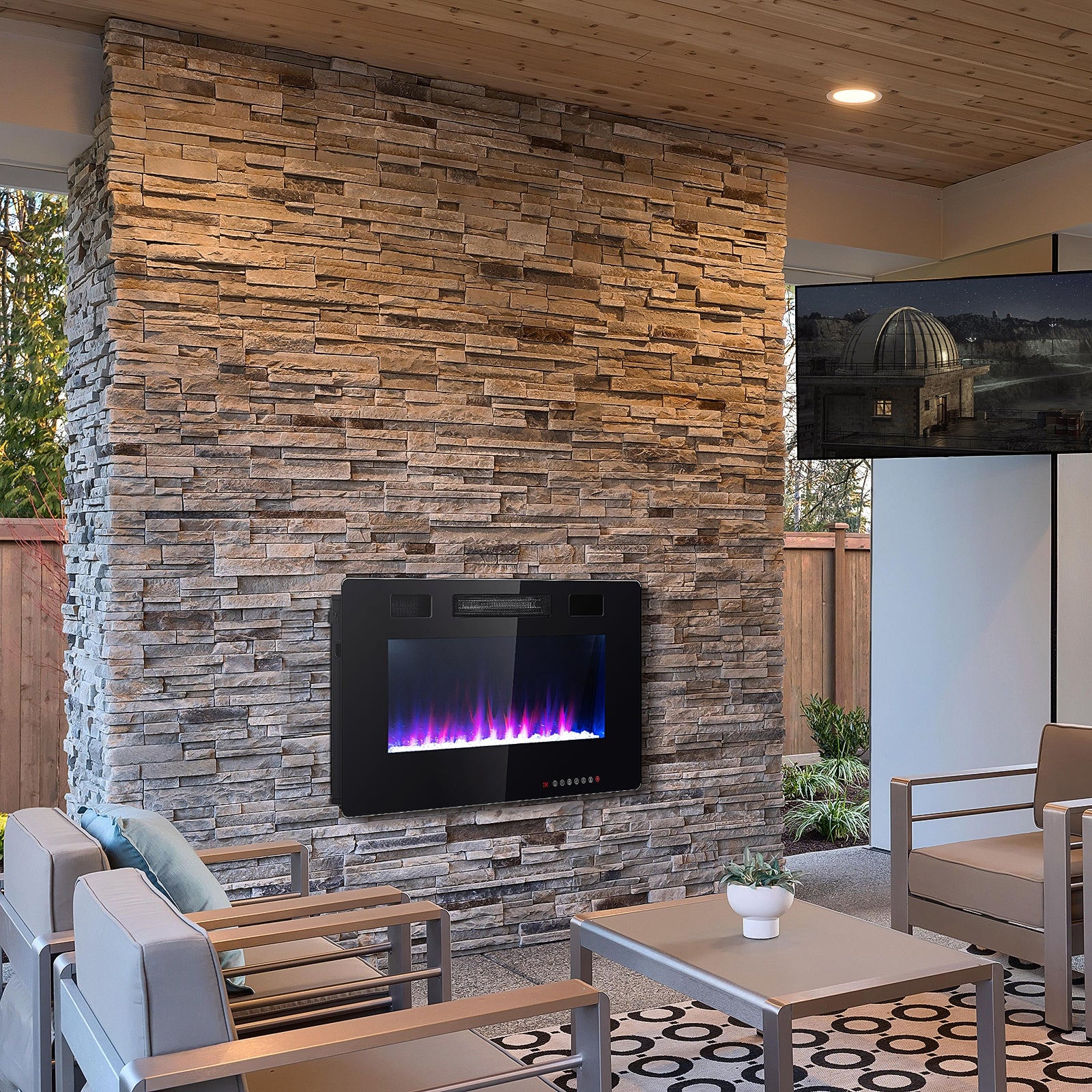36 Inch Ultra Thin Wall Mounted Electric Fireplace, Black Fireplaces at Gallery Canada