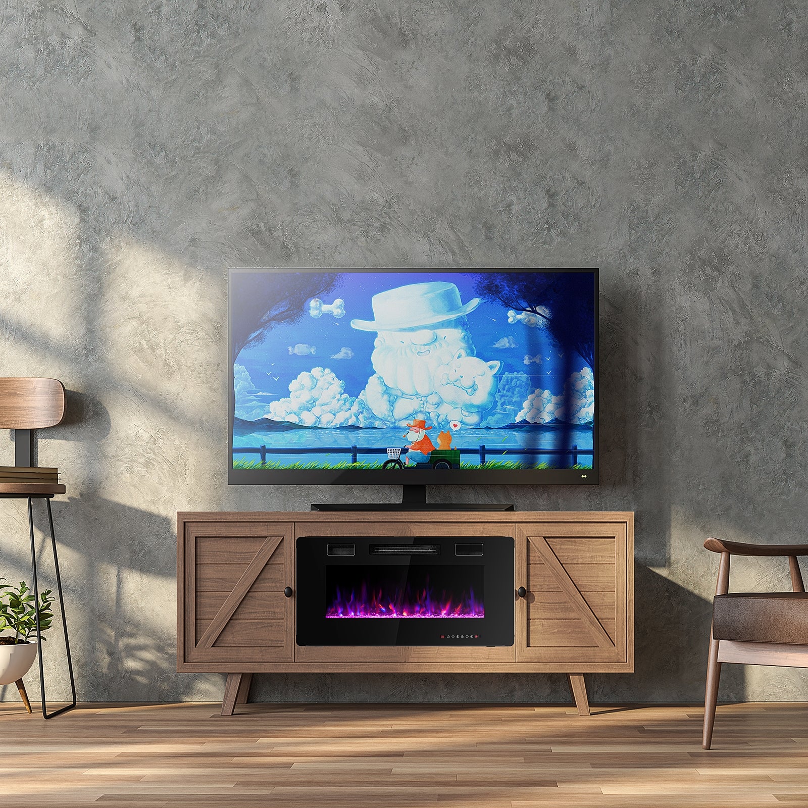 36 Inch Ultra Thin Wall Mounted Electric Fireplace, Black Fireplaces at Gallery Canada