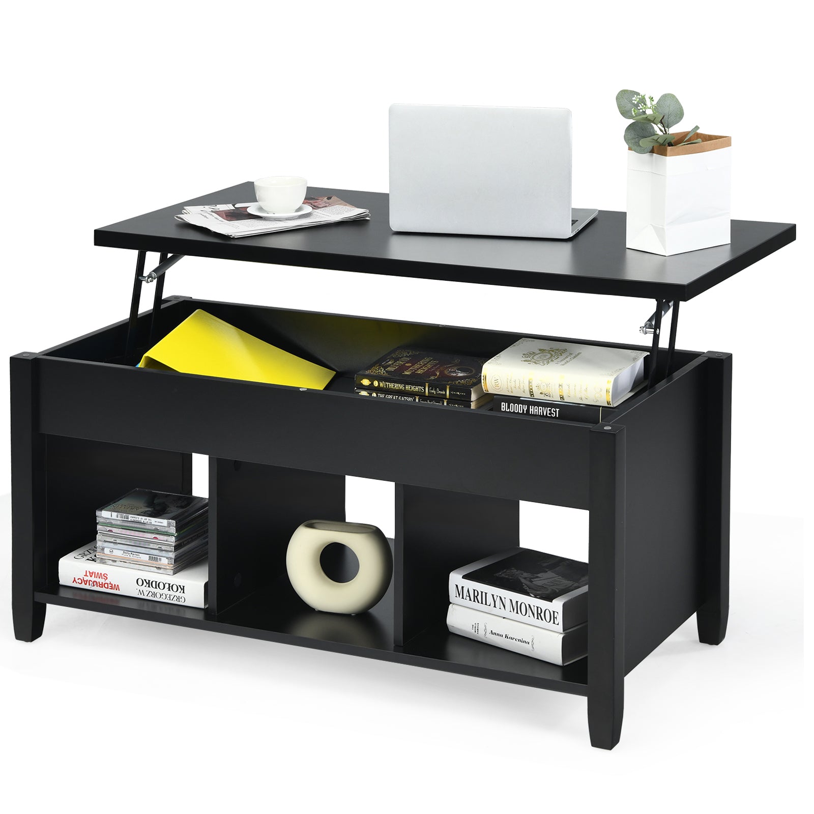 Lift Top Coffee Table, Hidden Storage, Black Coffee Tables at Gallery Canada