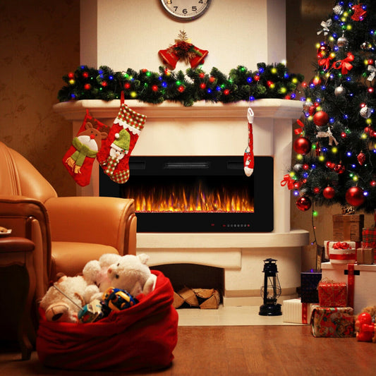 42 Inch Recessed Ultra Thin Electric Fireplace with Timer, Black Fireplaces Black at Gallery Canada