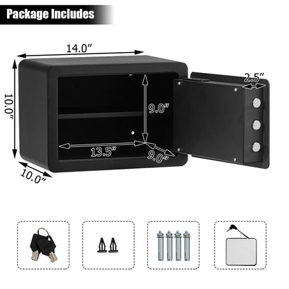 2-Layer Security Safe Deposit Box with Inner LED Light, Black Safe Box at Gallery Canada