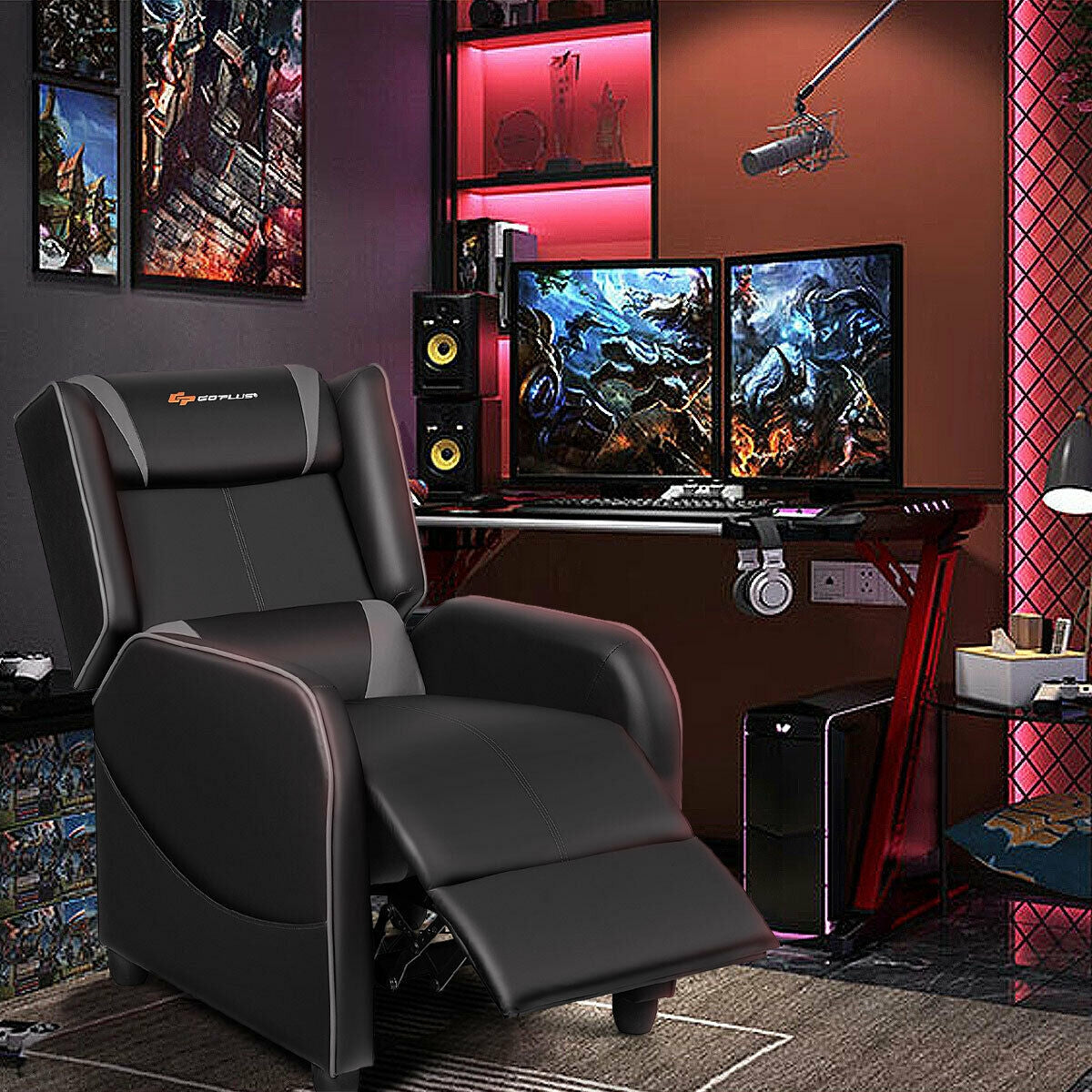 Home Massage Gaming Recliner Chair, Gray Gaming Chairs at Gallery Canada