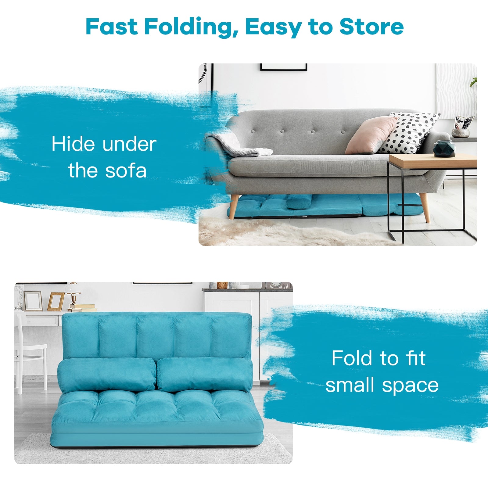 Foldable Floor 6-Position Adjustable Lounge Couch, Blue Floor Chairs at Gallery Canada
