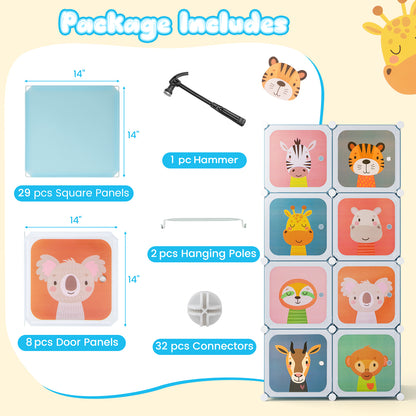 8-Cube Kids Wardrobe Closet with Clothes Hanging Section and Doors, Blue Kids Storage at Gallery Canada