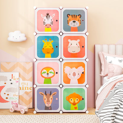 8-Cube Kids Wardrobe Closet with Clothes Hanging Section and Doors, Pink Kids Storage at Gallery Canada