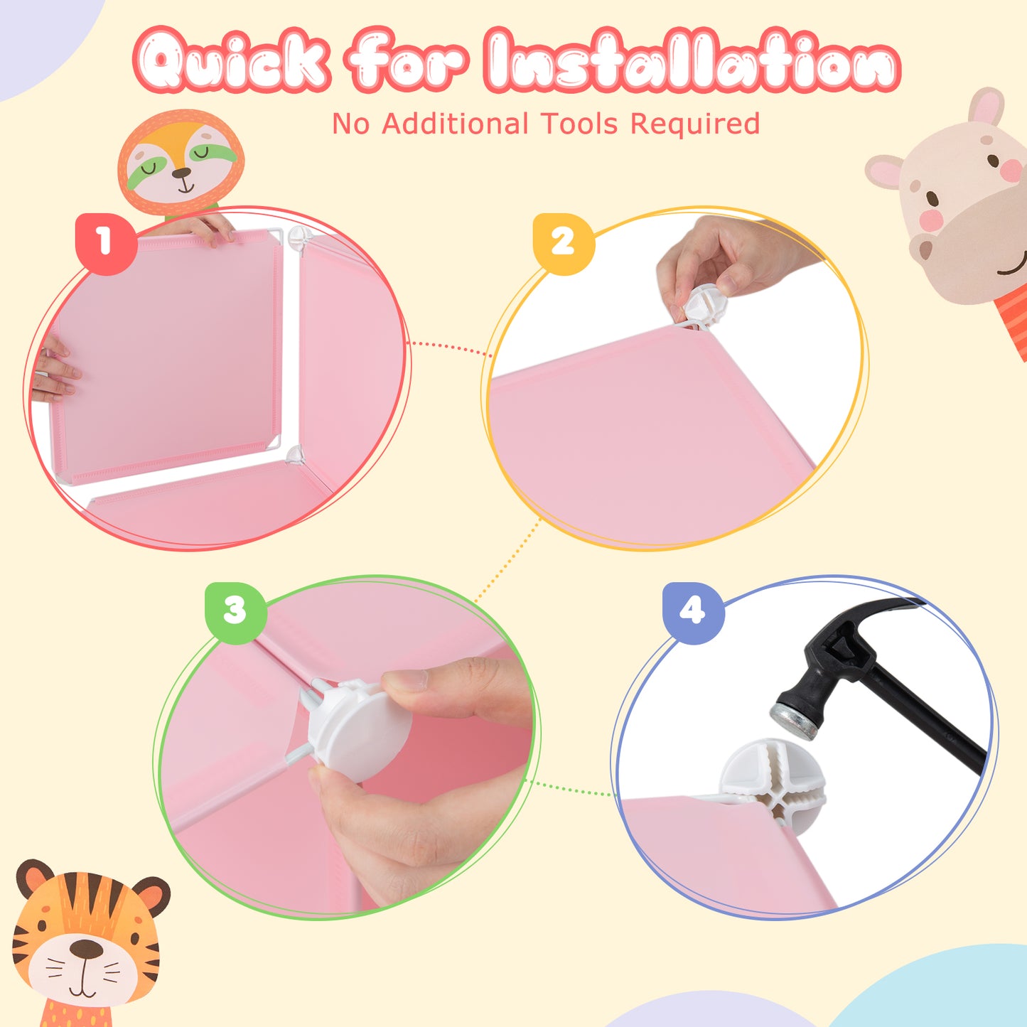 8-Cube Kids Wardrobe Closet with Clothes Hanging Section and Doors, Pink Kids Storage at Gallery Canada