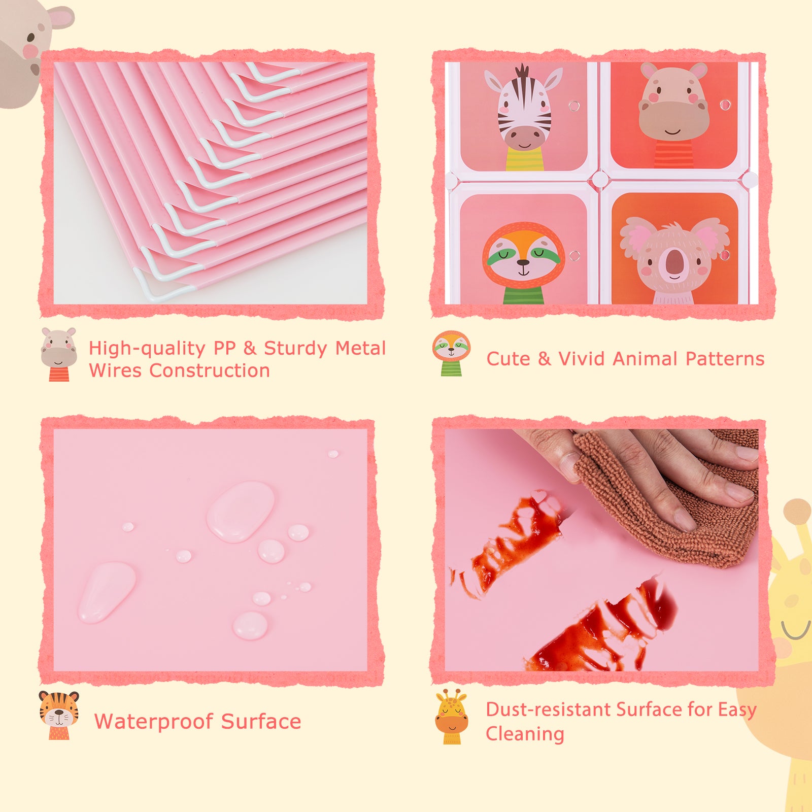 8-Cube Kids Wardrobe Closet with Clothes Hanging Section and Doors, Pink Kids Storage at Gallery Canada