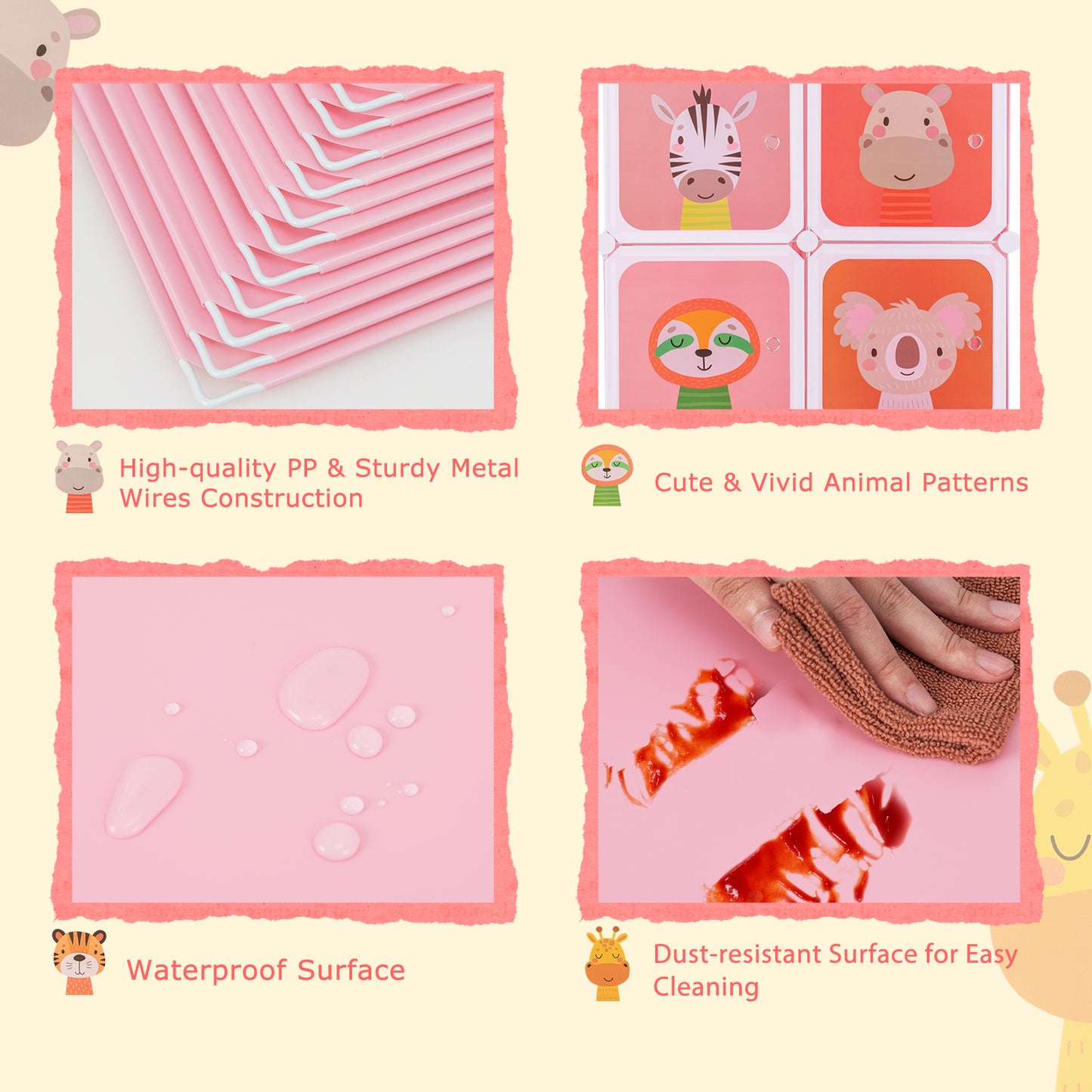 8-Cube Kids Wardrobe Closet with Clothes Hanging Section and Doors, Pink Kids Storage at Gallery Canada