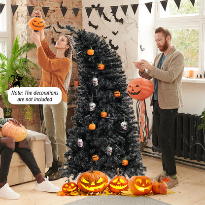 6/7 FT Artificial Christmas Tree with Bendable Top Section and Warm Light-6 FT, Black Christmas Tree at Gallery Canada