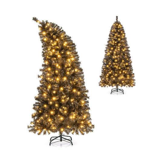 6/7 FT Artificial Christmas Tree with Bendable Top Section and Warm Light-6 FT, Black Christmas Tree Black at Gallery Canada