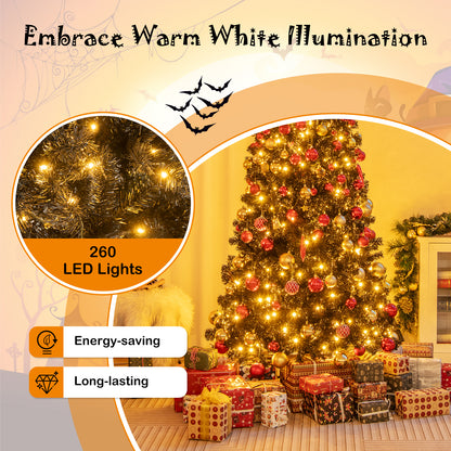 6/7 FT Artificial Christmas Tree with Bendable Top Section and Warm Light-6 FT, Black Christmas Tree at Gallery Canada