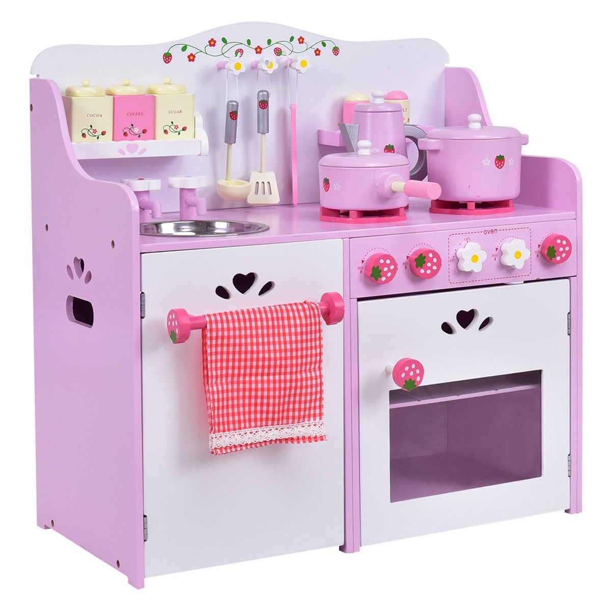 Kids Wooden Kitchen Toy Strawberry Pretend Cooking Playset Play Kitchen Sets at Gallery Canada