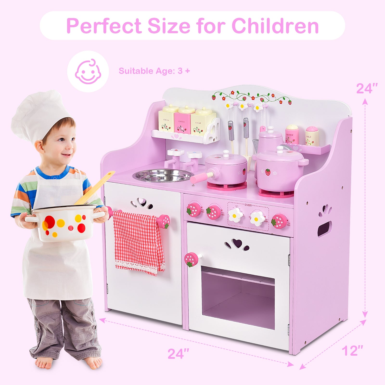 Kids Wooden Kitchen Toy Strawberry Pretend Cooking Playset Play Kitchen Sets at Gallery Canada
