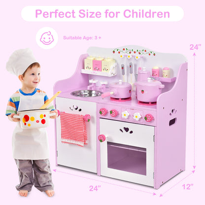 Kids Wooden Kitchen Toy Strawberry Pretend Cooking Playset Play Kitchen Sets at Gallery Canada