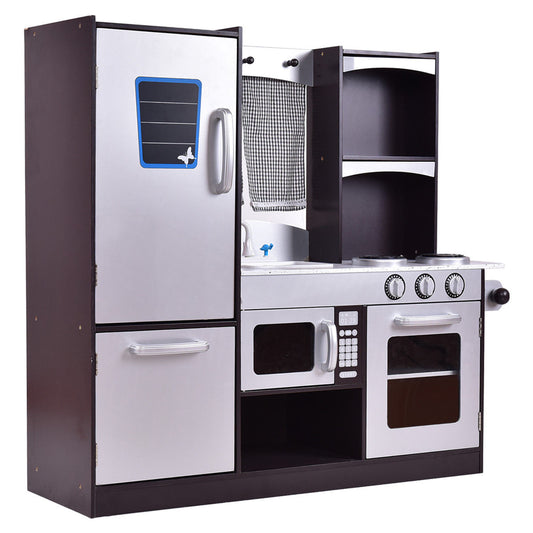 Kids Wooden Modern Kitchen Cooking Pretend Play Set, Coffee