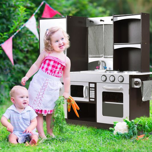 Kids Wooden Modern Kitchen Cooking Pretend Play Set, Coffee Play Kitchen Sets Coffee at Gallery Canada