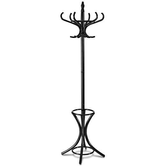 Wood Standing Hat Coat Rack With Umbrella Stand, Black Coat Racks & Hall Trees Black at Gallery Canada