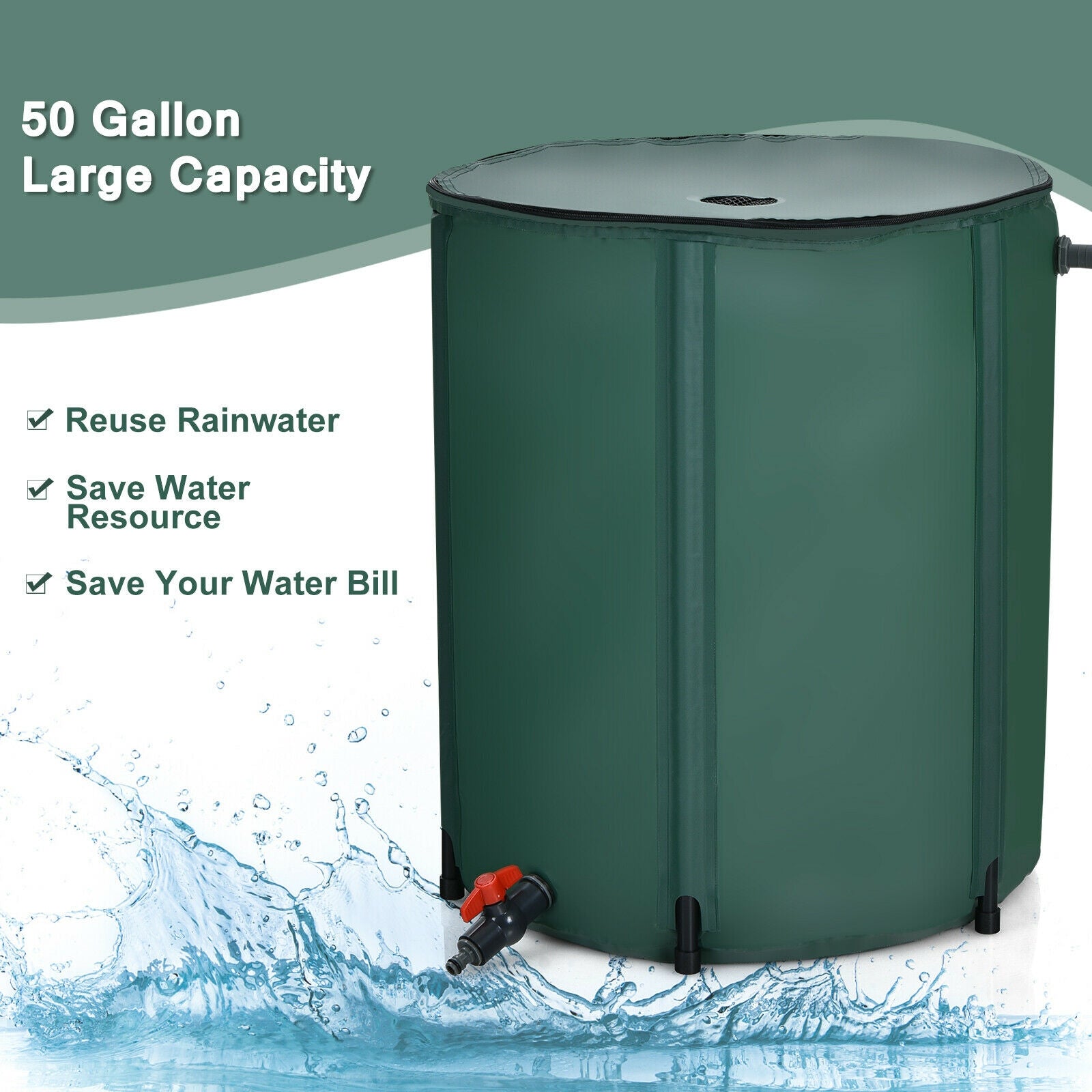 53 Gallon Collapsible Rain Barrel, Green Watering & Irrigation at Gallery Canada