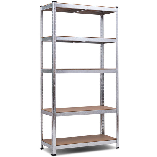 72 Inch Storage Shelf Steel Metal 5 Levels Adjustable Shelves, Silver Garages Silver at Gallery Canada