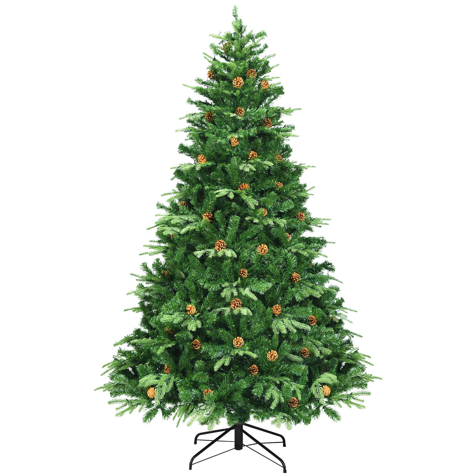 7.5 ft Artificial Christmas Tree with LED Lights and Pine Cones, Green Christmas Tree 7.5ft at Gallery Canada