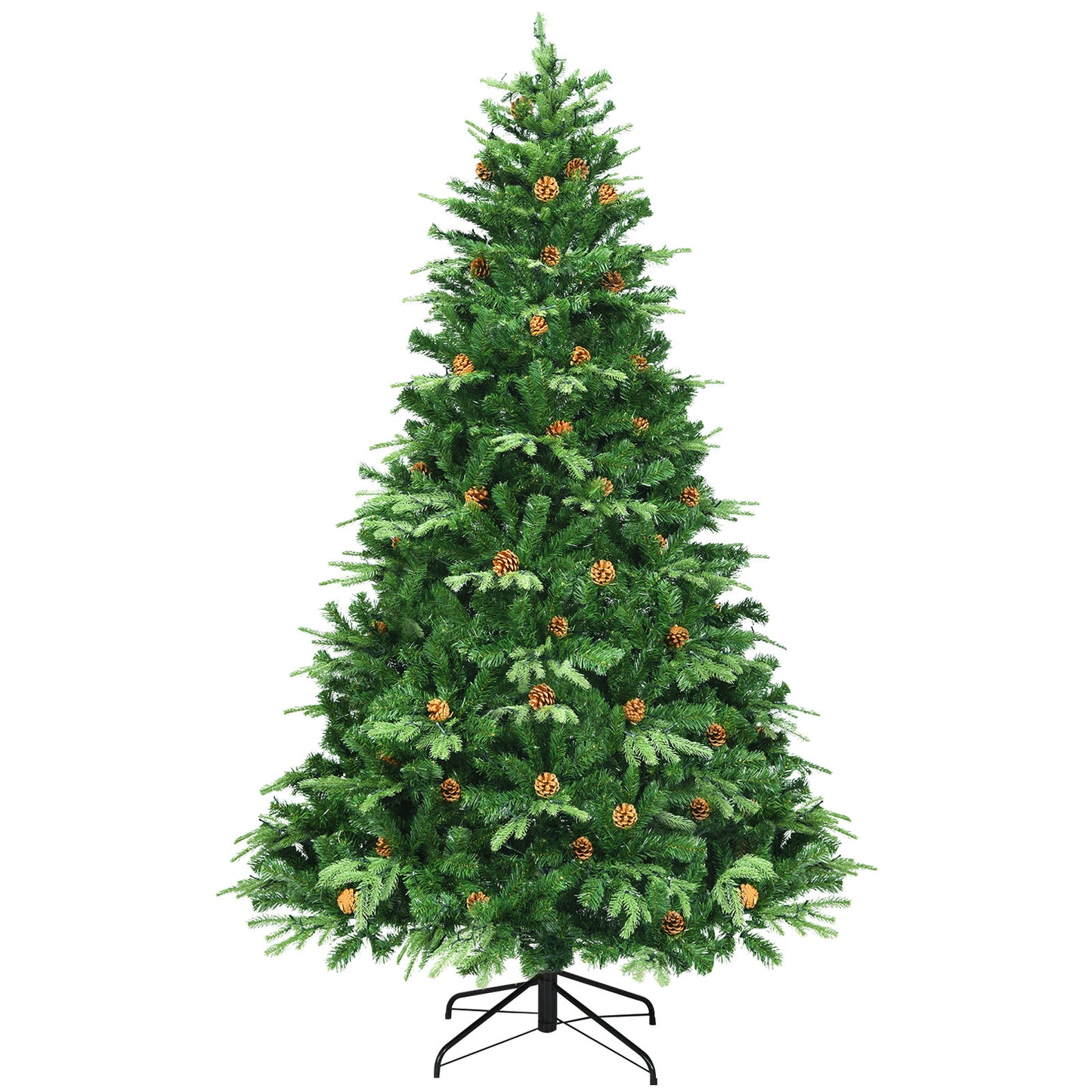 7.5 ft Artificial Christmas Tree with LED Lights and Pine Cones, Green Christmas Tree 7.5ft at Gallery Canada