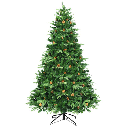 7.5 ft Artificial Christmas Tree with LED Lights and Pine Cones, Green Christmas Tree 7.5ft at Gallery Canada