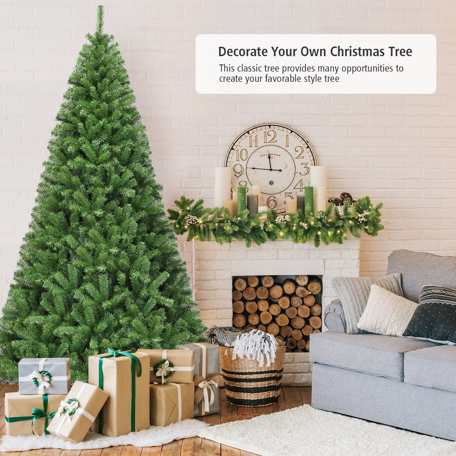 Premium Artificial Hinged PVC Christmas Tree with Metal Stand-9 ft, Green Christmas Tree at Gallery Canada