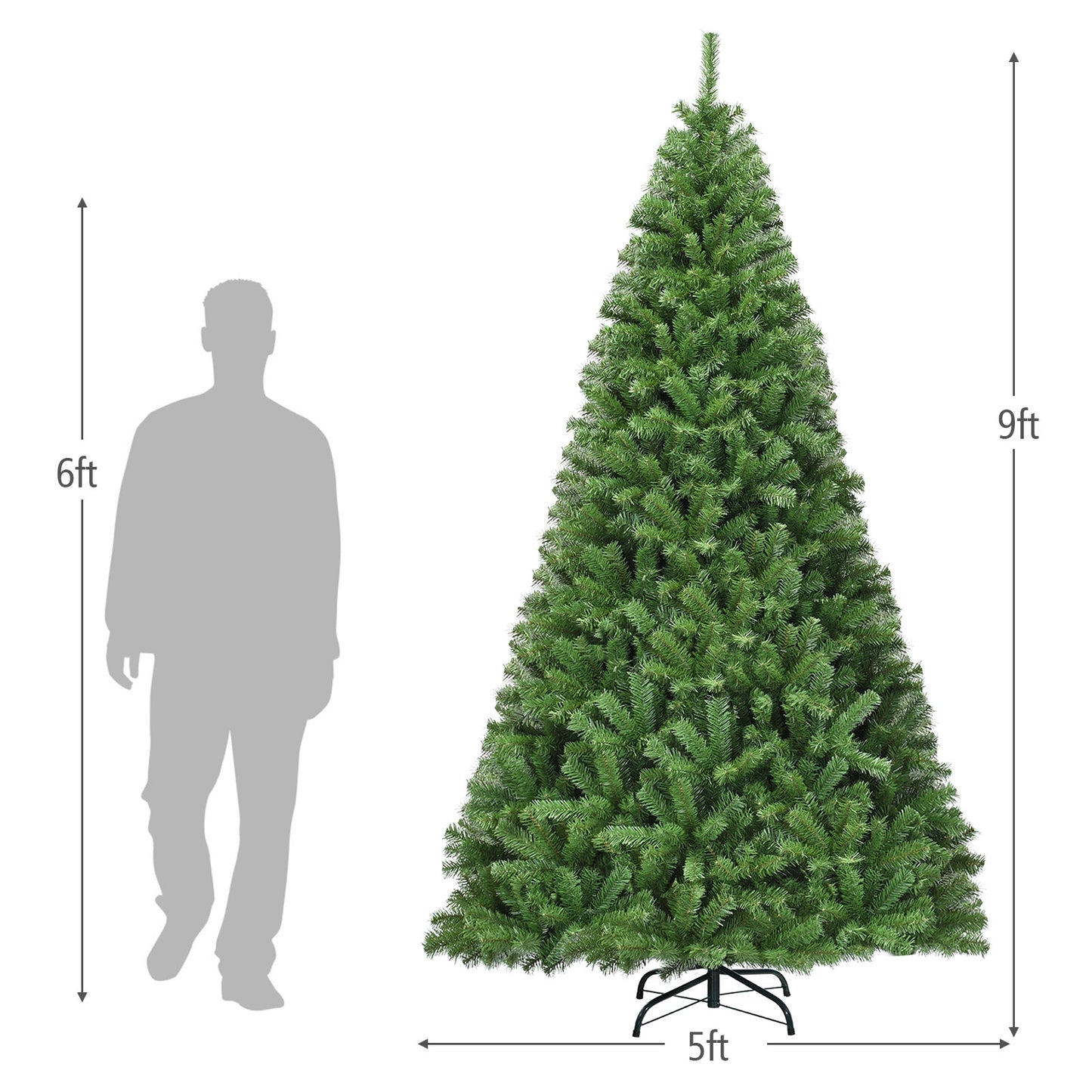 Premium Artificial Hinged PVC Christmas Tree with Metal Stand-9 ft, Green Christmas Tree at Gallery Canada