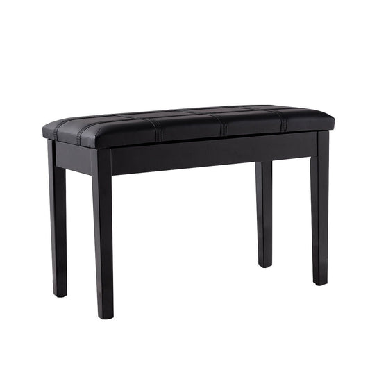 Solid Wood PU Leather Piano Bench, Double Duet Keyboard, Black Pianos & Keyboards Black at Gallery Canada