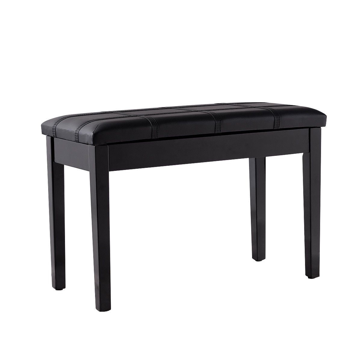 Solid Wood PU Leather Piano Bench, Double Duet Keyboard, Black Pianos & Keyboards Black at Gallery Canada