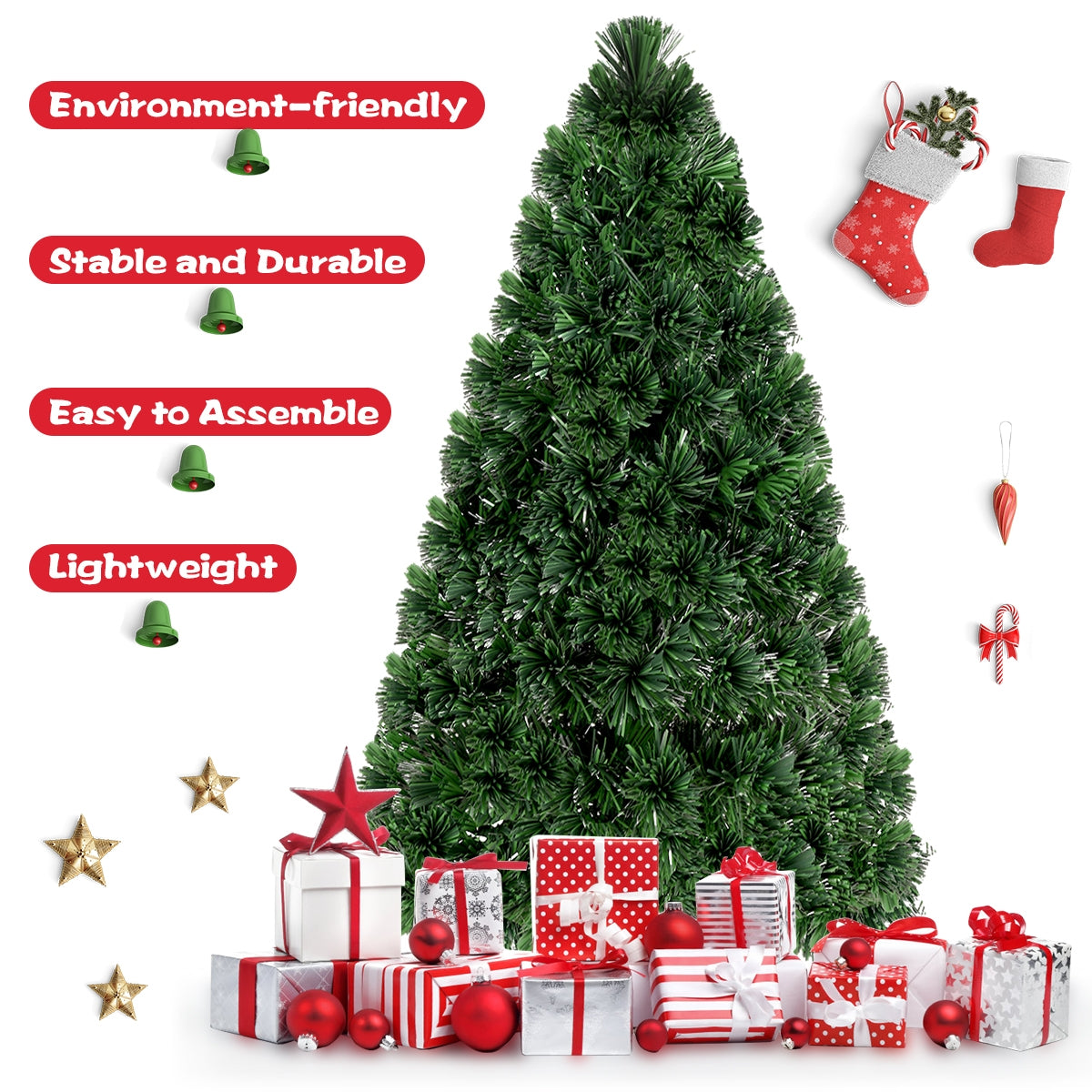 Artificial Pre-Lit Fiber Optic PVC Christmas Tree-5 ft, Green Christmas Tree at Gallery Canada