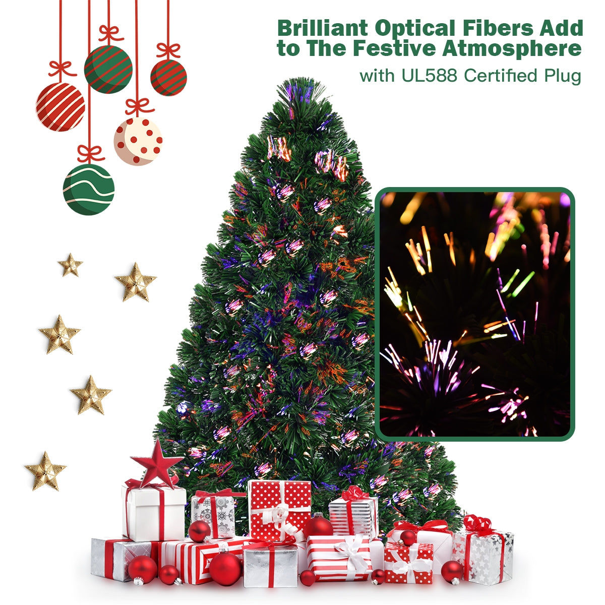 Artificial Pre-Lit Fiber Optic PVC Christmas Tree-5 ft, Green Christmas Tree at Gallery Canada