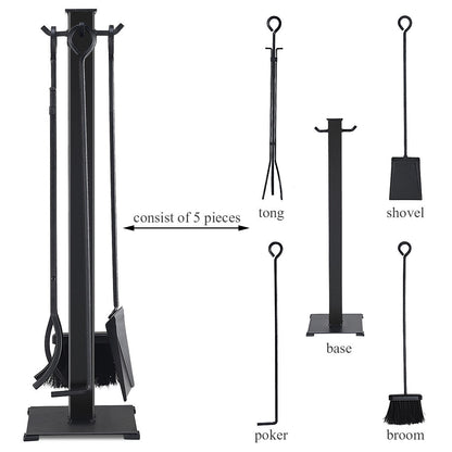 5 Pieces Fireplace Iron Fire Place Tool Set , Black Fireplace Tools at Gallery Canada