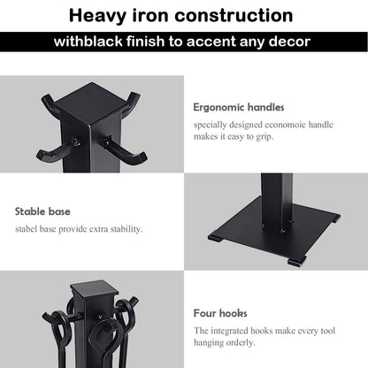 5 Pieces Fireplace Iron Fire Place Tool Set , Black Fireplace Tools at Gallery Canada