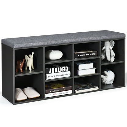 10-Cube Organizer Entryway Padded Shoe Storage Bench, Gray Shoe Racks & Storage Benches at Gallery Canada