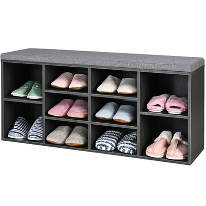 10-Cube Organizer Entryway Padded Shoe Storage Bench, Gray Shoe Racks & Storage Benches at Gallery Canada