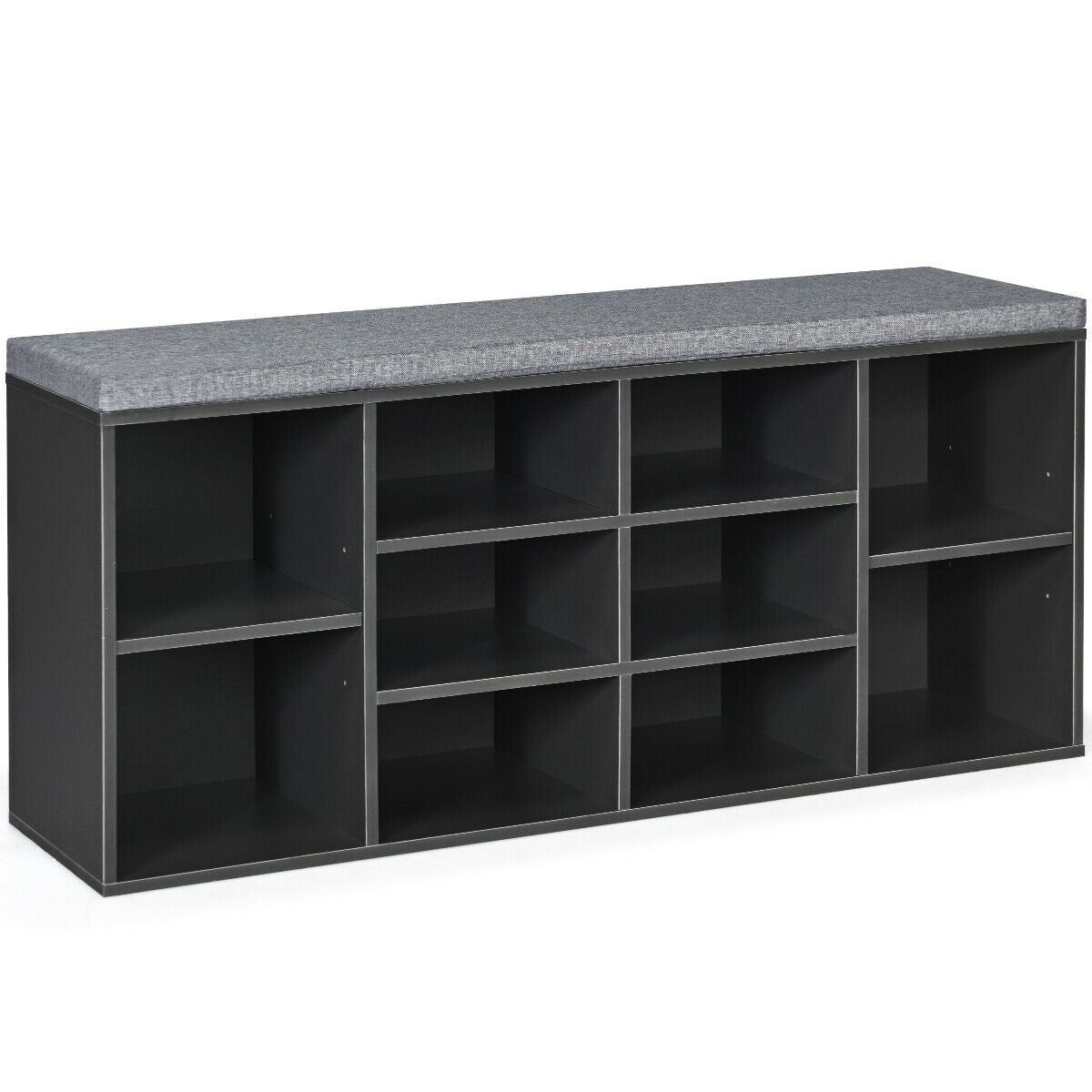 10-Cube Organizer Entryway Padded Shoe Storage Bench, Gray Shoe Racks & Storage Benches at Gallery Canada