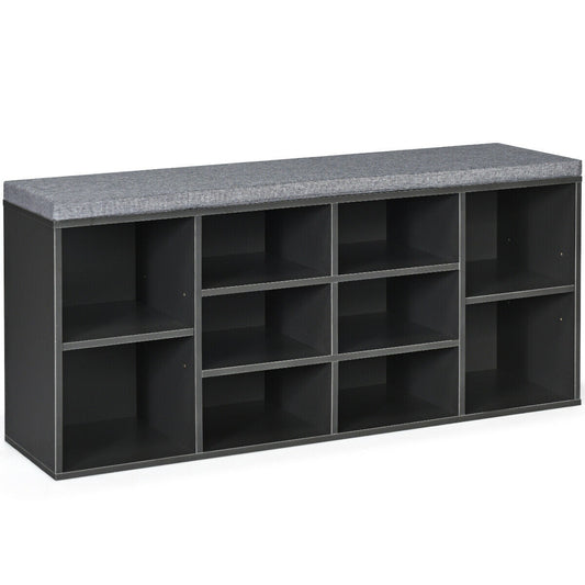 10-Cube Organizer Entryway Padded Shoe Storage Bench, Gray Shoe Racks & Storage Benches Gray at Gallery Canada