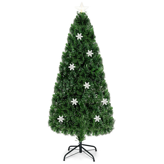 4 / 5 / 6 Feet LED Optic Artificial Christmas Tree with Snowflakes, Green Christmas Tree 6 ft at Gallery Canada