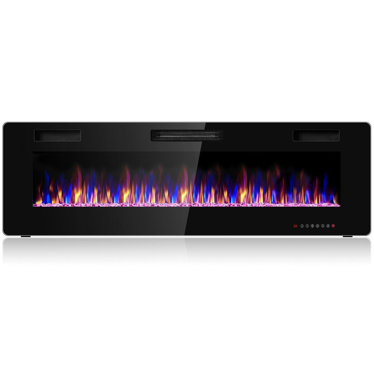 60 Inch Ultra Thin Electric Fireplace with 2 Heat Settings, Black Fireplaces Black at Gallery Canada
