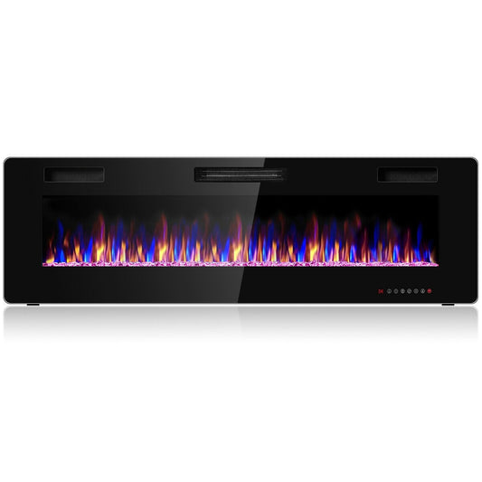 60 Inch Ultra Thin Electric Fireplace, 2 Heat Settings, Black Fireplaces Black at Gallery Canada