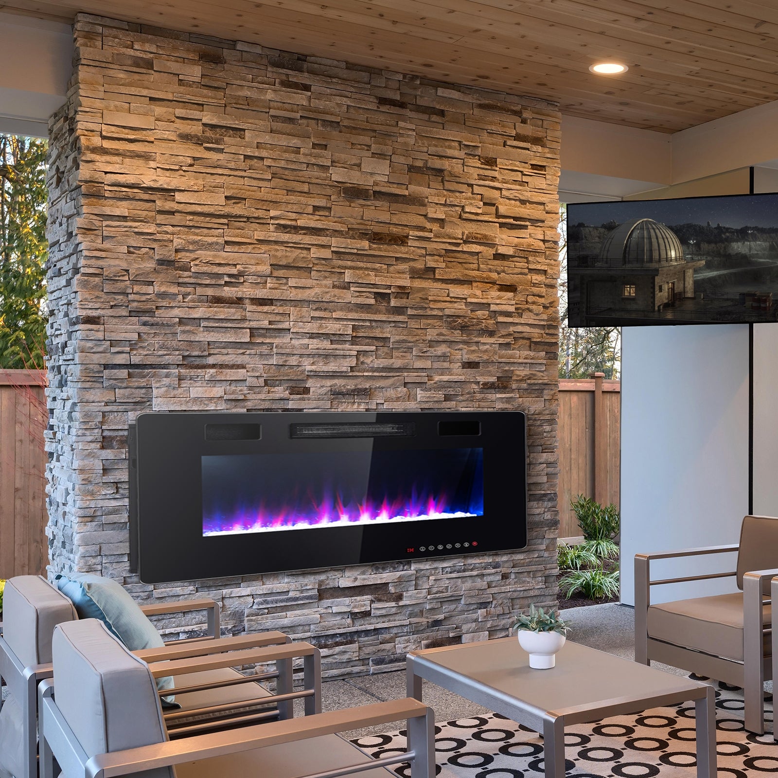 60 Inch Ultra Thin Electric Fireplace with 2 Heat Settings, Black Fireplaces at Gallery Canada