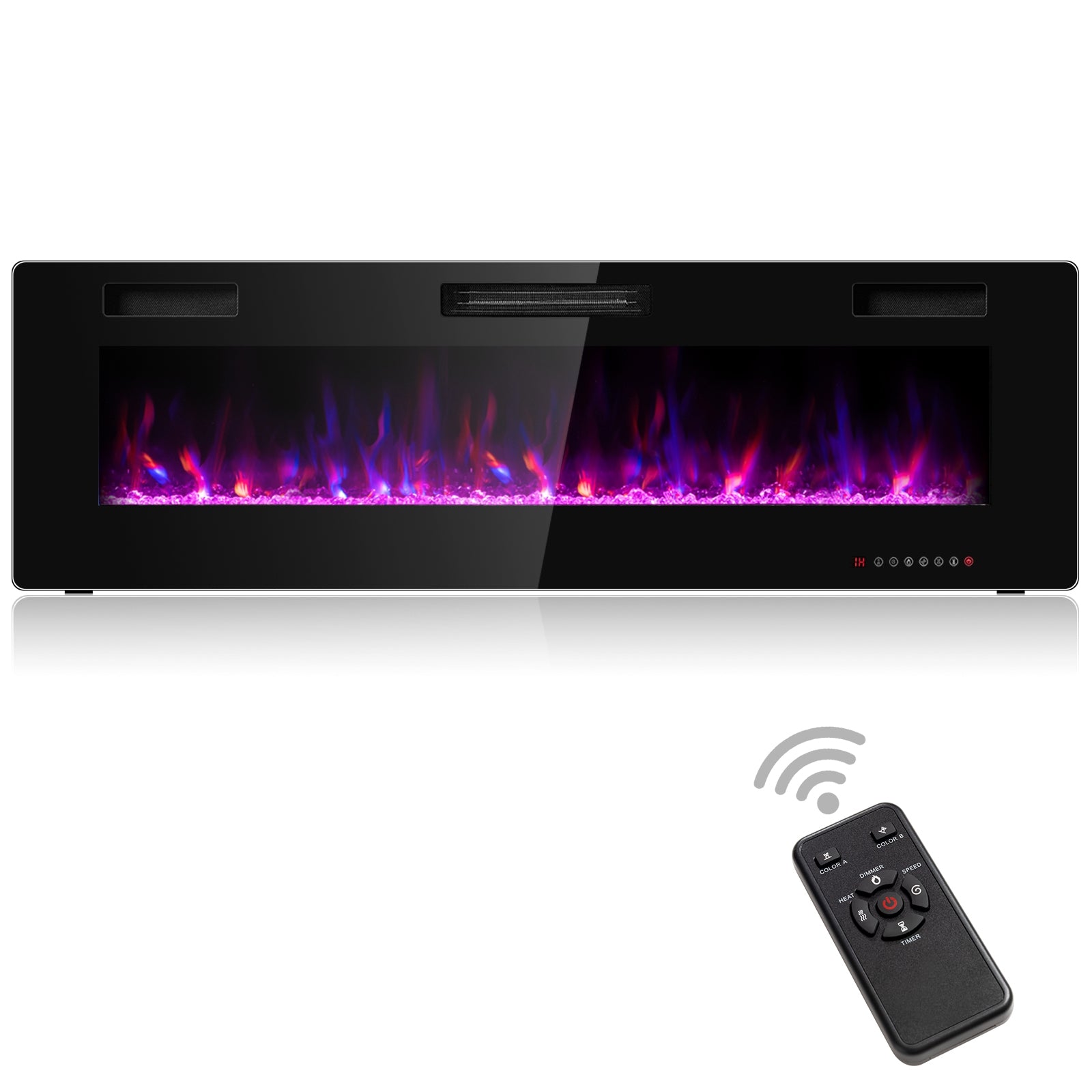 60 Inch Ultra Thin Electric Fireplace with 2 Heat Settings, Black Fireplaces at Gallery Canada