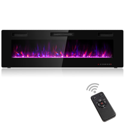 60 Inch Ultra Thin Electric Fireplace with 2 Heat Settings, Black Fireplaces at Gallery Canada