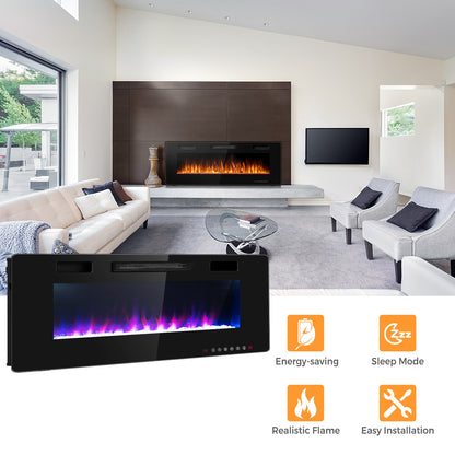 60 Inch Ultra Thin Electric Fireplace with 2 Heat Settings, Black Fireplaces at Gallery Canada