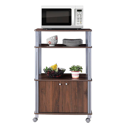 Microwave Rack Stand Rolling Storage Cart, Walnut Baker's Racks at Gallery Canada