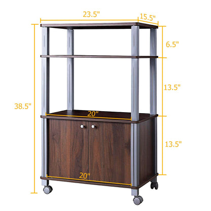 Microwave Rack Stand Rolling Storage Cart, Walnut Baker's Racks at Gallery Canada