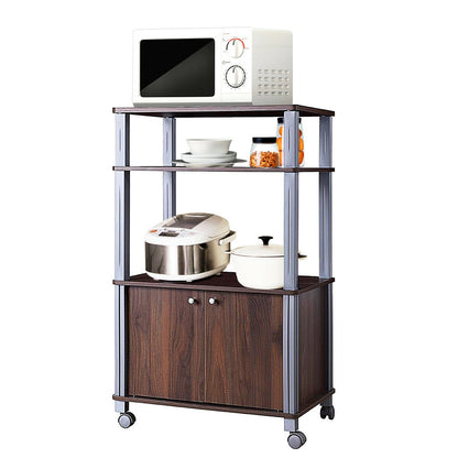 Microwave Rack Stand Rolling Storage Cart, Walnut Baker's Racks at Gallery Canada