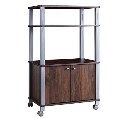 Microwave Rack Stand Rolling Storage Cart, Walnut Baker's Racks Walnut at Gallery Canada